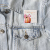 Little Pumpkin Baby shower – Roze Bow Herfst Vierkante Button 5,1 Cm (In situ)