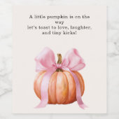 Little Pumpkin Baby shower – Roze Bow Herfst Wijn Etiket (Enkel label)
