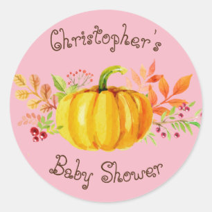 Little Pumpkin Baby Shower Roze Sticker