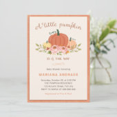 Little Pumpkin Baby shower Rustic Herfst Floral Sc Kaart (Staand voorkant)