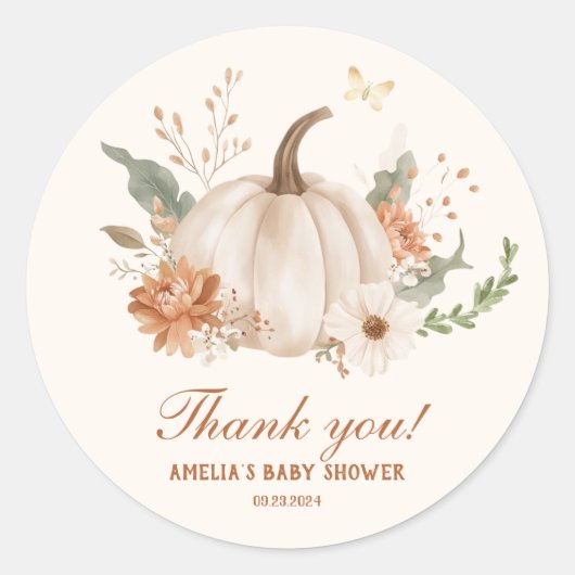 Little Pumpkin-Baby shower | Schattige Herfst-them Ronde Sticker (Voorkant)