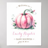 Little Pumpkin Baby shower Sign – Roze Poster (Voorkant)