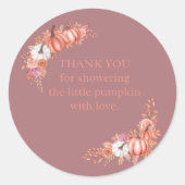 Little Pumpkin Baby Shower Thank You Sticker (Voorkant)