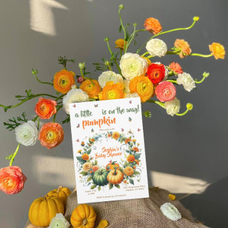 Little Pumpkin Baby shower Uitnodigen - Herfstbloe Kaart