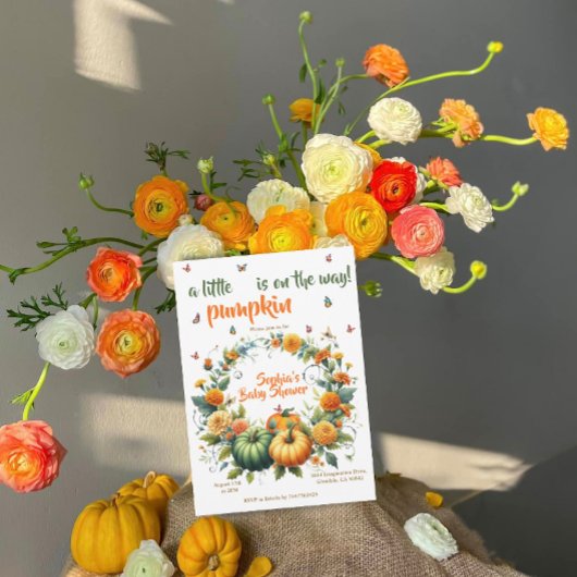 Little Pumpkin Baby shower Uitnodigen - Herfstbloe Kaart
