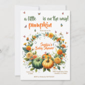 Little Pumpkin Baby shower Uitnodigen - Herfstbloe Kaart (Voorkant)
