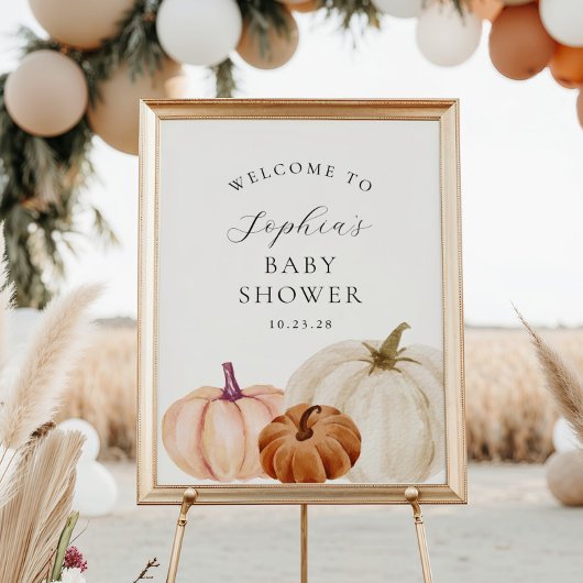 Little Pumpkin Baby shower Welcome Poster