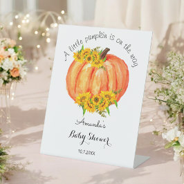 Little Pumpkin Baby shower Welcome Reclamebord Met Voetstuk