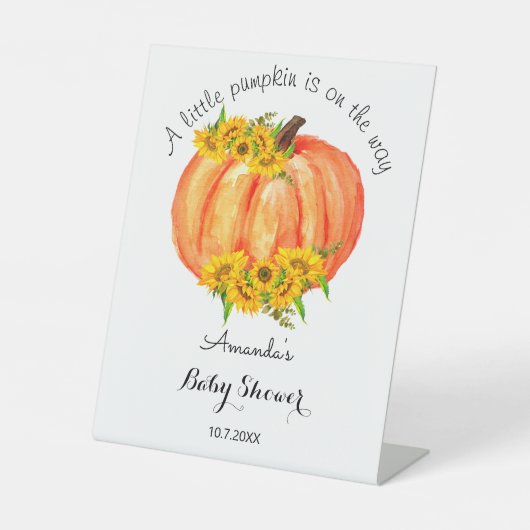 Little Pumpkin Baby shower Welcome Reclamebord Met Voetstuk (Voorkant)