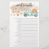 Little Pumpkin Baby Word Scramble Paper Game Kaart (Voorkant)