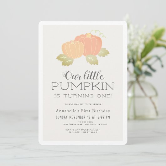 Little Pumpkin Beige Black Gingham 1e verjaardag Kaart (Staand voorkant)