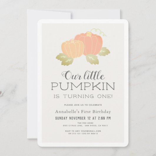 Little Pumpkin Beige Black Gingham 1e verjaardag Kaart (Voorkant)