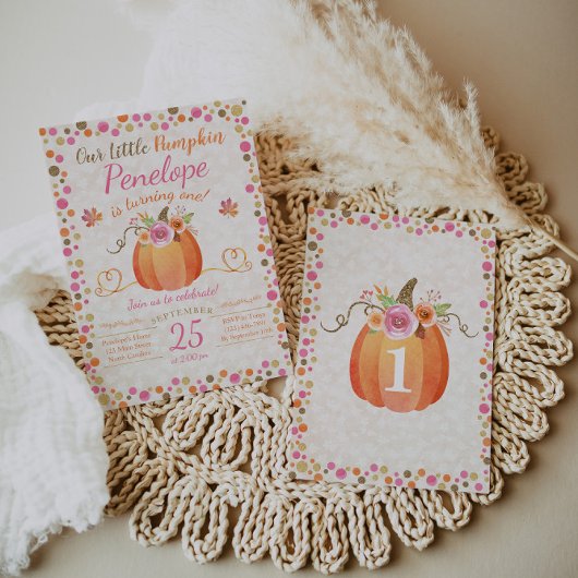 Little Pumpkin Birthday Invitation, Autumn Herfst Kaart