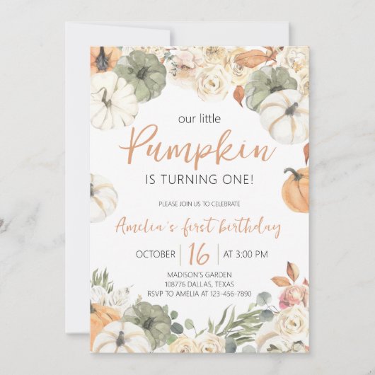 Little Pumpkin Birthday Invite Kaart (Voorkant)