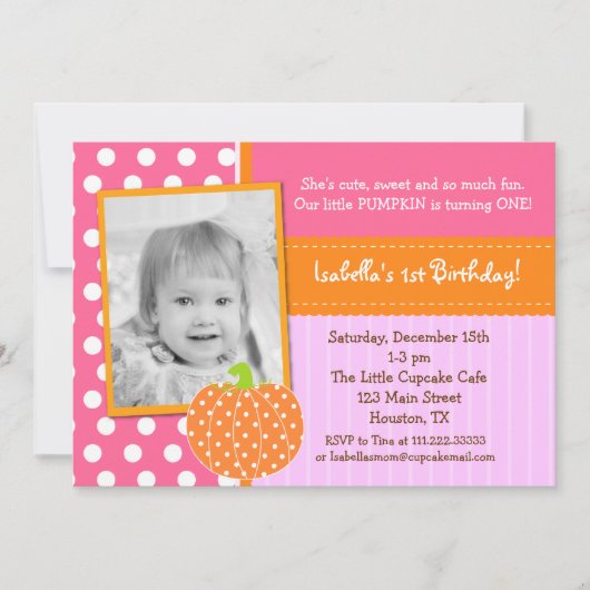 Little Pumpkin BIrthday Party-uitnodigingen Kaart (Voorkant)