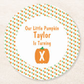 Little Pumpkin Birthday Ronde Kartonnen Onderzetter (Voorkant)