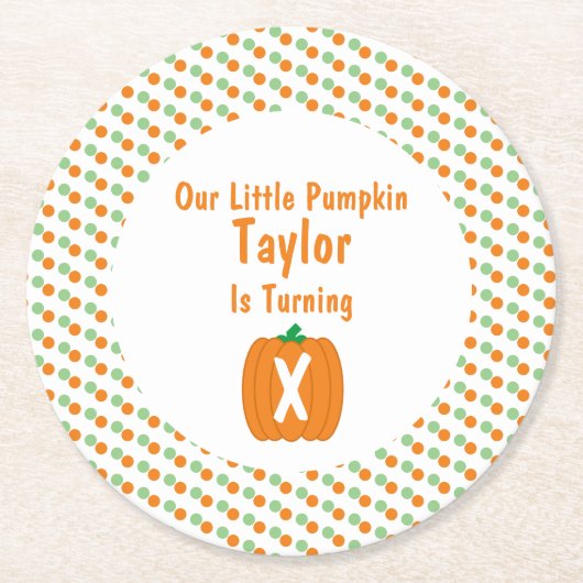 Little Pumpkin Birthday Ronde Kartonnen Onderzetter (Voorkant)