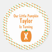 Little Pumpkin Birthday Ronde Sticker (Voorkant)