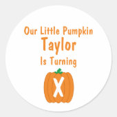 Little Pumpkin Birthday Ronde Sticker (Voorkant)