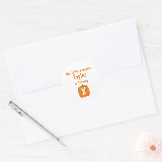 Little Pumpkin Birthday Ronde Sticker (Envelop)