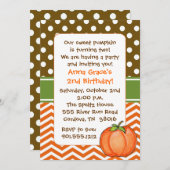 Little Pumpkin Birthday-uitnodigingen Kaart (Voorkant / Achterkant)