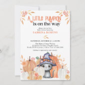 Little Pumpkin Black Cat in Witch Pet Baby shower Kaart (Voorkant)