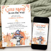 Little Pumpkin Black Cat in Witch Pet Baby shower Kaart