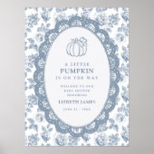 Little Pumpkin Blauwe Baby Shower Poster (Voorkant)