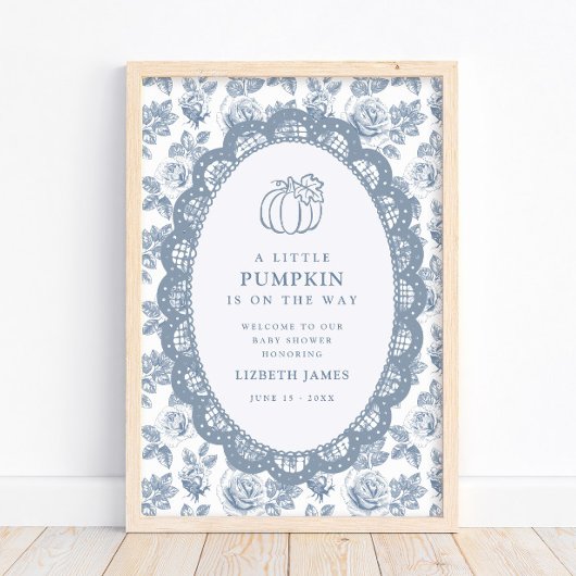 Little Pumpkin Blauwe Baby Shower Poster