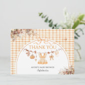 Little Pumpkin Bloemen Bow Herfst Baby shower Boek Bedankkaart (Staand voorkant)