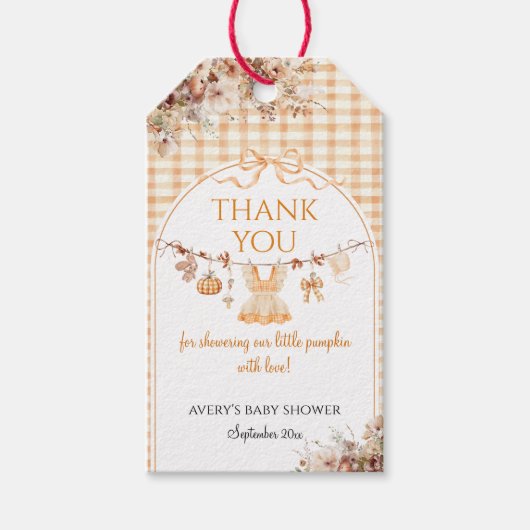 Little Pumpkin Bloemen Bow Herfst Baby shower Boek Cadeaulabel (Voorkant)