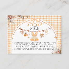 Little Pumpkin Bloemen Bow Herfst Baby shower Boek Informatiekaartje
