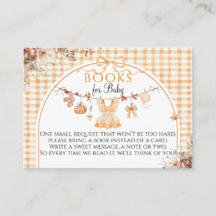 Little Pumpkin Bloemen Bow Herfst Baby shower Boek Informatiekaartje