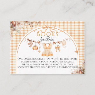 Little Pumpkin Bloemen Bow Herfst Baby shower Boek Informatiekaartje