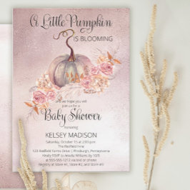 Little Pumpkin Blooming Pink Virtual Baby shower Kaart
