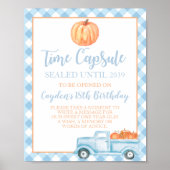 Little Pumpkin Blue 1st Birthday Time Capsule Poster (Voorkant)