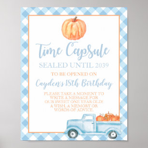 Little Pumpkin Blue 1st Birthday Time Capsule Poster