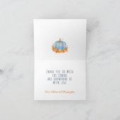 Little Pumpkin Blue Baby shower bedankje Bedankkaart (Binnen)