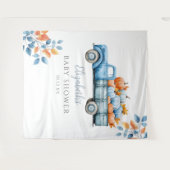 Little Pumpkin Blue Baby shower Foto Achtergrond Wandkleed (Voorkant (horizontaal))