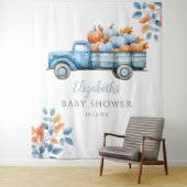 Little Pumpkin Blue Baby shower Foto Achtergrond Wandkleed (In situ)