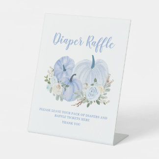 Little Pumpkin Blue Baby shower Luier Raffle Reclamebord Met Voetstuk