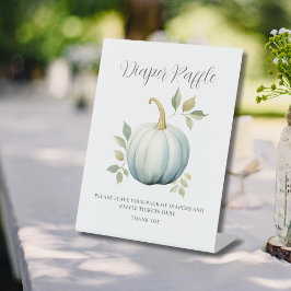 Little Pumpkin Blue Baby shower Luier Raffle Reclamebord Met Voetstuk