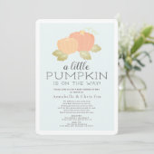 Little Pumpkin Blue Baby shower per post Kaart (Staand voorkant)