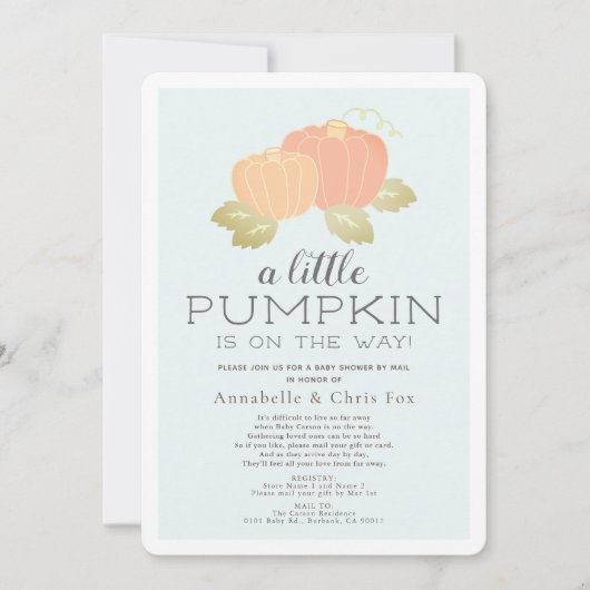 Little Pumpkin Blue Baby shower per post Kaart (Voorkant)
