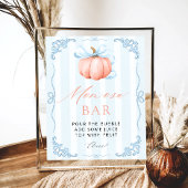 Little Pumpkin Blue Bow Baby shower Mom-osa Bar Poster