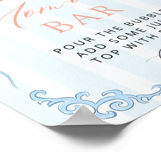 Little Pumpkin Blue Bow Baby shower Mom-osa Bar Poster (Hoek)