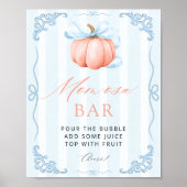 Little Pumpkin Blue Bow Baby shower Mom-osa Bar Poster (Voorkant)