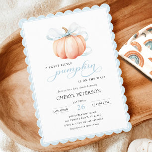 Little Pumpkin Blue Bow Baby shower Uitnodiging
