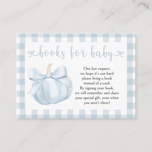 Little Pumpkin Blue Bow Boeken voor Baby Informatiekaartje (Voorkant)