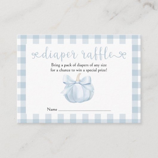 Little Pumpkin Blue Bow Luier Raffle Informatiekaartje (Voorkant)
